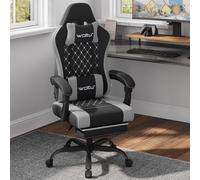 WOLTU Chaise Gaming,Massante Chaise,avec Coussin à Ressorts,Noir+Gris