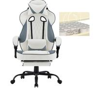 WOLTU Chaise Gaming,Tissu Respirant Ergonomique Fauteuil Gaming,Bleu+Blanc