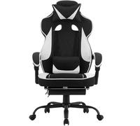 WOLTU Chaise Gaming Tissu Respirant, Ergonomique Fauteuil Gaming, Livestream Siege Gaming Gamer avec Pivotant Chaise Bureau Grand Dos & Grand Siège pour Personne Lourde, Noir+Blanc, GS03sw