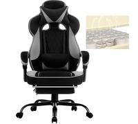 WOLTU Chaise Gaming Tissu Respirant Ergonomique Fauteuil Gaming, Livestream Siege Gaming Gamer avec Pivotant Chaise Bureau Grand Dos & Grand Siège pour Personne Lourde, Noir+Gris, GS04szg