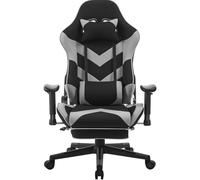 WOLTU Chaise Gaming Tissu Respirant pour l'été Ergonomique Fauteuil Gaming, Adultes Enfants Siege Gaming Gamer avec Repose-Pieds, Chaise Fauteuil Pivotant Bureau pour Livestream Noir+Gris