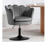WOLTU Chaise Pivotante - Forme de Fleur - Fauteuil de Coiffeuse - Hauteur Réglable - Gris foncé
