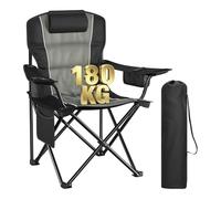 WOLTU Chaise Pliante, Siège Rembourré, Poche Thermique, Noir+Gris foncé | Chaise de Camping, Portable avec Porte-Gobelet et Poche Latérale, pour Pêche, Pique-niques en Plein Air, 93x63x100 cm