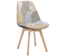 WOLTU Chaise Salle à Manger, Chaise Patchwork, en Lin + Bois Gris + Kaki BH29pw-1