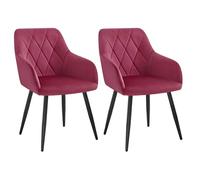 WOLTU Chaises Salle à Manger, Chaise de Cuisine en Velours, Assise Rembourrée avec Accoudoirs et Dossier, Pieds en Métal, Bordeaux, BH352bd-2