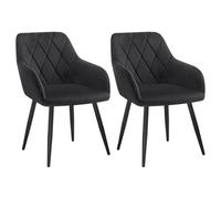 WOLTU Chaises Salle à Manger, Chaise de Cuisine en Velours, Assis Rembourré avec Accoudoirs et Dossier, Pieds en Métal, Noir, BH352sz-2