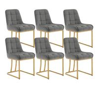 WOLTU Chaise Salle à Manger, Lot de 6, Chaise Salon en Velours Rembourrée, Structure Métallique Forme d'arc, Gris Foncé W0ATT0532-6