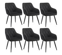 WOLTU Chaise Salle à Manger Lot de 6,Velours,Noir