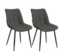 WOLTU 2 X Chaise de Salle à Manger Chaise de Cuisine Assise rembourrée en Lin épais Pieds en métal,Gris Foncé BH206dgr-2