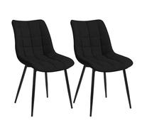 WOLTU Chaises de Salle à Manger Lot de 2, Chaise de Cuisine Assise rembourrée en Lin épais Pieds en métal,Noir BH206sz-2