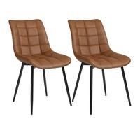 WOLTU Chaises de Salle à Manger Lot de 2, Chaise de Cuisine Assise rembourrée en Similicuir épais Pieds en métal,Brun Clair BH207hbr-2