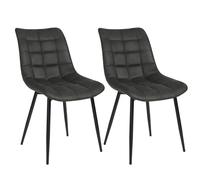 WOLTU Chaises de Salle à Manger Lot de 2, Chaise de Cuisine Assise rembourrée en Tissu Scientifique épais Pieds en métal,Anthracite BH247an-2