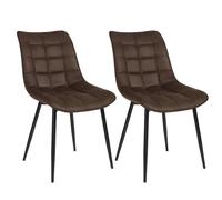 WOLTU Chaises de Salle à Manger Lot de 2, Chaise de Cuisine Assise rembourrée en Tissu Scientifique épais Pieds en métal,Brun Foncé BH247dbr-2