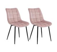 WOLTU Chaises de Salle à Manger Lot de 2, Chaise de Cuisine Assise rembourrée en Velours épais Pieds en métal, Rose,BH142rs-2