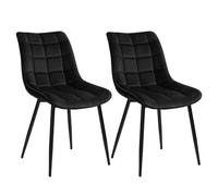WOLTU 2X Chaise de Salle à Manger Chaise de Cuisine Assise rembourrée en Velours épais Pieds en métal,Noir BH142sz-2