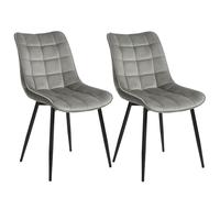 WOLTU Chaises de Salle à Manger Lot de 2, Chaise de Cuisine Assise rembourrée en Velours épais Pieds en métal, Gris Clair,BH142hgr-2