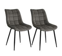WOLTU Chaises de Salle à Manger Lot de 2, Chaise de Cuisine Assise rembourrée en Velours épais Pieds en métal, Gris Foncé, BH142dgr-2