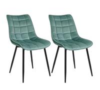 WOLTU Chaises de Salle à Manger Lot de 2, Chaise de Cuisine Assise rembourrée en Velours épais Pieds en métal,Vert Turc BH142ts-2