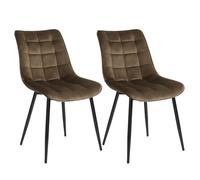 WOLTU 2 X Chaise de Salle à Manger Chaise de Cuisine Assise rembourrée en Velours épais Pieds en métal,Brun BH142br-2