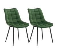 WOLTU Chaises de Salle à Manger Lot de 2, Chaise de Cuisine Assise rembourrée en Velours épais Pieds en métal, Vert Foncé,BH142dgn-2