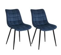 WOLTU Chaises de Salle à Manger Lot de 2, Chaise de Cuisine Assise rembourrée en Velours épais Pieds en métal,Bleu BH142bl-2