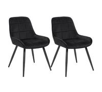 WOLTU Lot de 2 Chaises de Salle à Manger,Velours,Noir