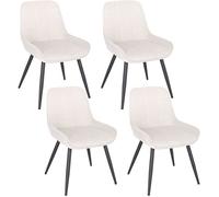 WOLTU Lot de 4 Chaises de Salle à Manger,Velours,Crème Blanc