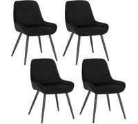 WOLTU Chaises de Salle à Manger Lot de 4, Chaises Relaxantes en Velours, Ergonomiques avec Dossier, Noir BH331sz-4