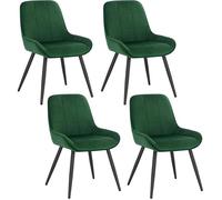 WOLTU Lot de 4 Chaises de Salle à Manger, Chaises Relaxantes en Velours, pour Salon, Salle de séjour, Cuisine, Chambre à Coucher, Vert foncé, BH331dgn-4