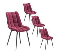 WOLTU Chaises de Salle à Manger Lot de 4,Velours,Bordeaux | Chaise à Assise Rembourrée épaisse,Pieds en Métal,pour Salle à manger,Salon,Chambre,Charge 150kg