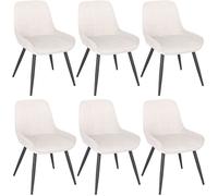 WOLTU Lot de 6 Chaises de Salle à Manger,Velours,Crème Blanc