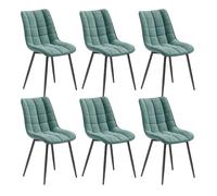 WOLTU Chaises de Salle à Manger Lot de 6,Velours,Vert Turc | Chaise à Assise Rembourrée épaisse,Pieds en Métal,pour Salle à manger,Salon,Chambre,Charge 150kg