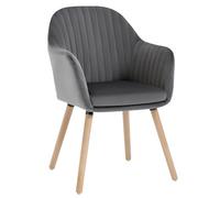WOLTU Chaise de Salle à Manger en Velours, Chaise Cuisine, sur Pieds en Bois Massif, Gris Foncé, BH95dgr-1