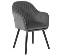WOLTU Chaise de Salle à Manger en Velours, Chaise Cuisine, sur Pieds en Bois Massif, Gris Foncé BH259dgr-1