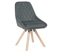 WOLTU Chaise Pivotante de Salle à Manger, Chaise de Cuisine Scandinave, Siège Rembourré, Pieds en Bois Massif, en Velours, Gris Foncé, BH359dgr-1