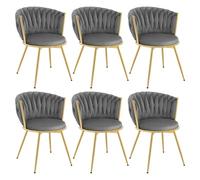 WOLTU Chaises Pivotantes Lot de 6,en Velours,Gris Foncé
