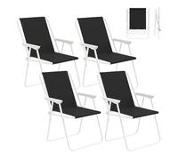 WOLTU Chaises Pliantes de Jardin, Lot de 4, Siège d'Extérieur avec accoudoirs, Chaise de Camping Portable et Légère, Chaise de Pêche et de Plage Pliable, Noir