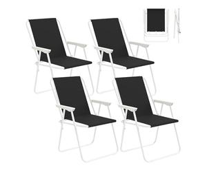 WOLTU Chaises Pliantes de Jardin, Lot de 4, Siège d'Extérieur avec accoudoirs, Chaise de Camping Portable et Légère, Chaise de Pêche et de Plage Pliable, Noir
