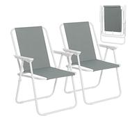 WOLTU Chaises Pliantes Lot de 2, Chaises de Camping avec Dossier Portables et Légères，en Plastique et Oxford 600D pour Salon, Camping, Jardin, Gris Foncé