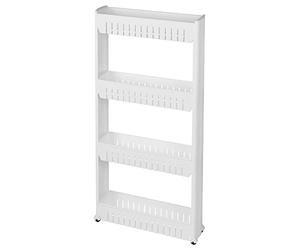 WOLTU Chariot de Cuisine à 4 Niveaux, Desserte à roulettes Cuisine, Blanc, 13x54x102cm, RGB36ws