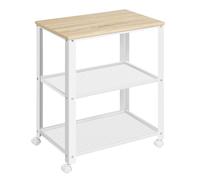 WOLTU Chariot de Cuisine Chariot de Service étagère de Cuisine en métal et MDF,Desserte de Cuisine à roulettes Style rétro,60x40x76cm RW032dc (Noir+Chêne Clair)