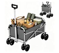 WOLTU Chariot de Jardin Pliable, à roulettes, Gris Foncé | Chariot pour Camping, Pique-Nique, Plage, Courses, Jardinage, en Tissu Oxford+Métal