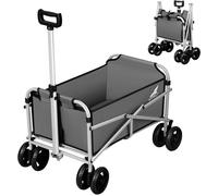 WOLTU Chariot de Jardin Pliable, Brouette pour Camping, Pique-Nique, Plage, Tissu Oxford+Métal, Gris Foncé W0UETT0116