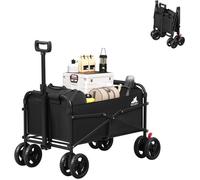 WOLTU Chariot de Jardin Pliable, Brouette pour Camping, Pique-Nique, Plage, Tissu Oxford+Métal, Noir W0UETT0862