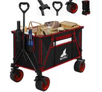 WOLTU Chariot de Jardin Pliable, Roues larges, Chariot pour Camping, Plage, Charge 120kg, Tissu Oxford+Acier, Noir+Rouge W0UETT0103
