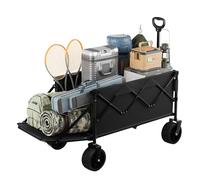 WOLTU Chariot Pliable à roulettes, Chariot de Jardin, avec Porte Arrière, Roues pour Tout Terrain avec Frein, 200L, Charge de 150 kg, pour Camping, Jardinage, Courses, Plage, Noir