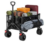WOLTU Chariot Tout-Terrain Pliable, 150 L, Poignée Réglable, Charge 180 kg | Chariot à Roulettes Multifonctionnel, Housse anti-poussière, Cadre Métallique, pour Jardin, Plage, Camping, Noir