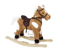 WOLTU Cheval à Bascule en Bois et Peluche pour Enfant, 1-3 Ans, Brun | Jouet à Bascule avec Effets Sonores
