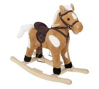 WOLTU Cheval à Bascule en Bois et Peluche pour Enfant, Jouet balançoire avec Effet sonore, 1-3 Ans, Blanc et Rose