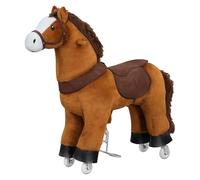 WOLTU Cheval à Bascule sur roulettes pour Enfant de 4 Ans, Jouet en Bois et métal avec Effet sonore, Usage intérieur/extérieur, Brun